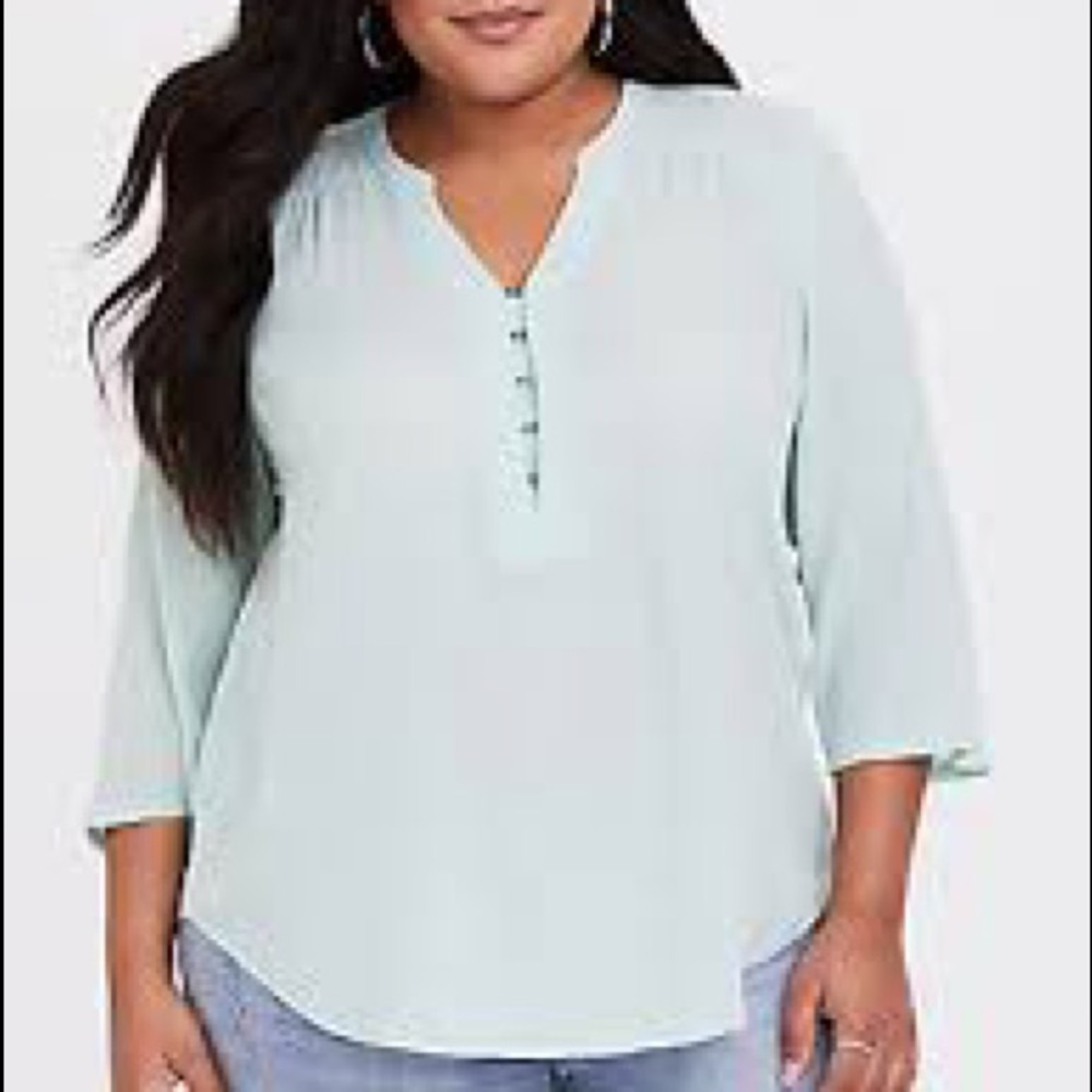 Torrid Harper Mint Hook & Eye Georgette Blouse Size 0 Large